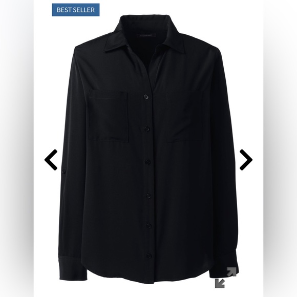 Women's Rolled Sleeve Soft Blouse- black - Picture 3 of 7